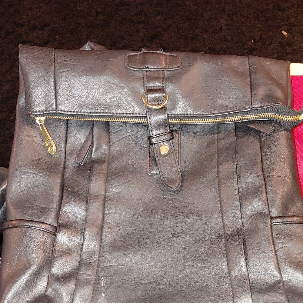 Black Leather Men's Backpack